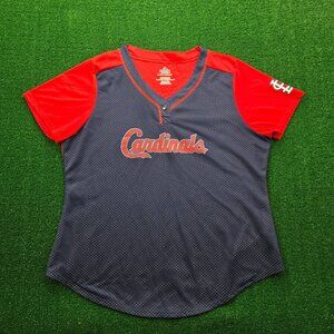 St Louis Cardinals Jersey Womens 2XL Blue Red MLB Baseball‎ Sports Majestic
